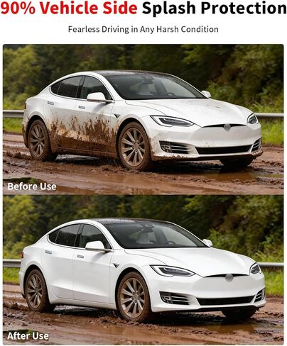 No Drill Mud Flaps for 2022-2026 Tesla Model S, Fits All Trims (Dual Motor AWD & Plaid Tri-Motor), Front & Rear All Weather Splash Guards, Heavy Duty Thermoplastic, OEM Style Low Profile Design in Saudi Arabia