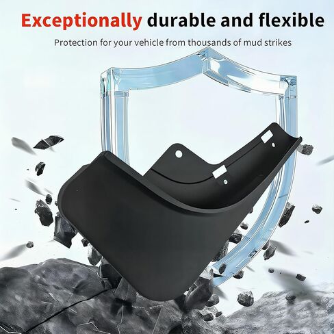 No Drill Mud Flaps for 2022-2026 Tesla Model S, Fits All Trims (Dual Motor AWD & Plaid Tri-Motor), Front & Rear All Weather Splash Guards, Heavy Duty Thermoplastic, OEM Style Low Profile Design in Saudi Arabia