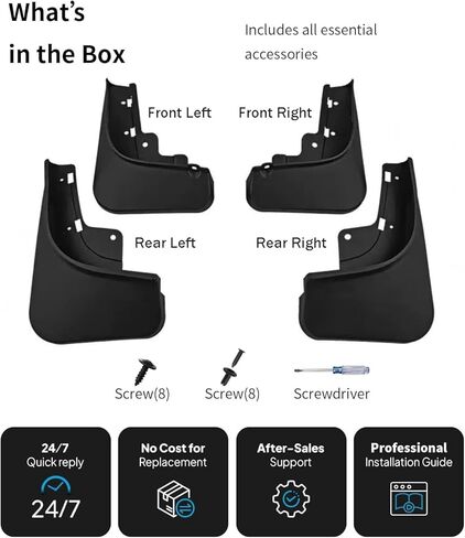 No Drill Mud Flaps for 2022-2026 Tesla Model S, Fits All Trims (Dual Motor AWD & Plaid Tri-Motor), Front & Rear All Weather Splash Guards, Heavy Duty Thermoplastic, OEM Style Low Profile Design in Saudi Arabia