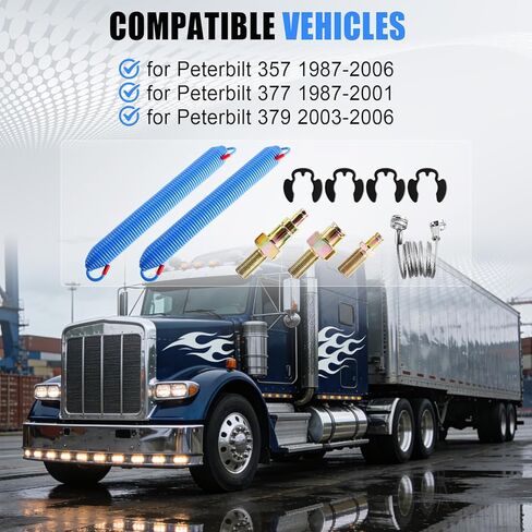 2PCS Hood Springs, Cable and Stud Bolts with Retaining Rings Fit for Peterbilt 357 377 379 Series 1987-2008 Trucks, Replace 13-04638 13-03761 13-03663 L92-6000-0718 13-04638 13-03662 in Kuwait