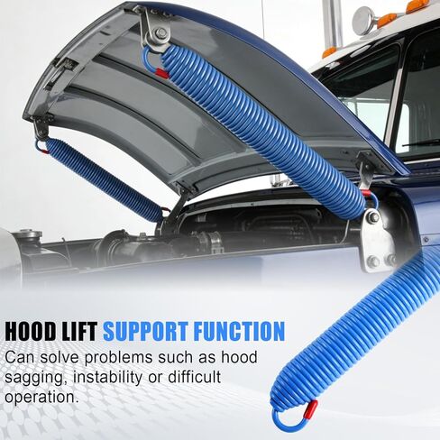 2PCS Hood Springs, Cable and Stud Bolts with Retaining Rings Fit for Peterbilt 357 377 379 Series 1987-2008 Trucks, Replace 13-04638 13-03761 13-03663 L92-6000-0718 13-04638 13-03662 in Kuwait