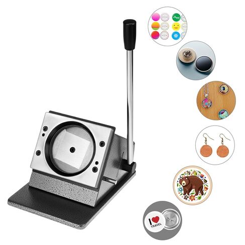QWORK 3" 75mm Button Paper Cutter, Graphic Punch Die Cutter, Heavy-Duty Metal Badge Cutting Machine Stamp Card Button Maker in Saudi Arabia