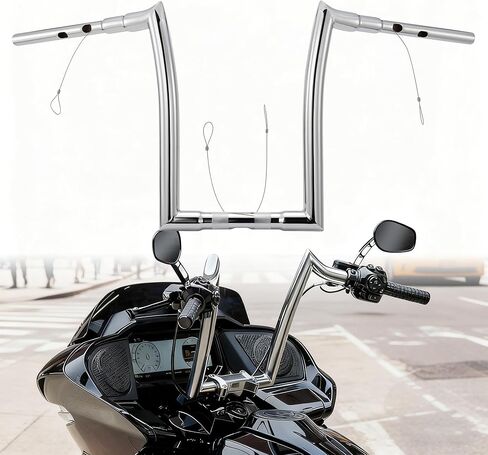 شماعات Ape مقاس 14 بوصة لـ 2023-up CVO Road Glide، و2024-up Road Glide Custom، و2024-up Road Glide مع نماذج ABS، ومقود Fat Meathook مقاس 1.5 بوصة، كروم in Kuwait