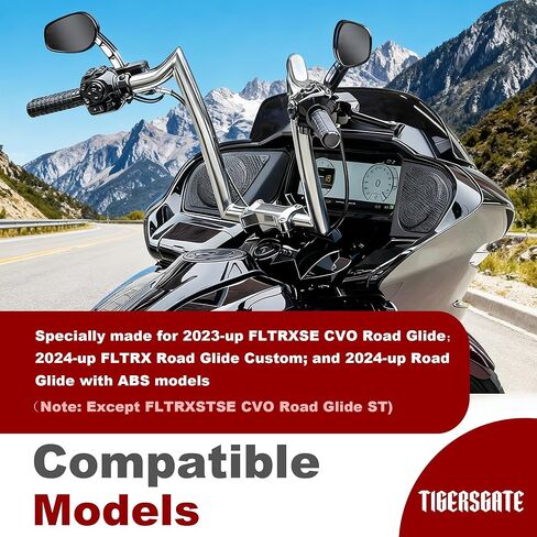 شماعات Ape مقاس 14 بوصة لـ 2023-up CVO Road Glide، و2024-up Road Glide Custom، و2024-up Road Glide مع نماذج ABS، ومقود Fat Meathook مقاس 1.5 بوصة، كروم in Kuwait