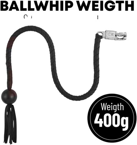 36" Long 1/2“ Diameter Black Motorcycle | Get Back Whip with Ball 8 Biker Whips Handlebar Accessories for Motorbike | Made of Real Leather in Saudi Arabia