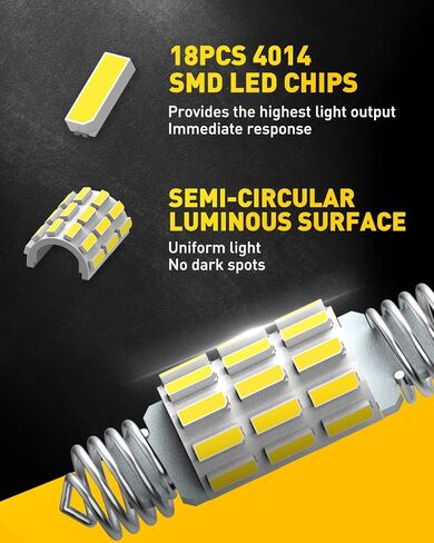 AUXITO DE3175 6418 مصابيح LED 3175 6411 لمبة بيضاء 6500K 4014 شرائح 31 مم 36 مم لمبة اكليل ساطعة LED بديلة للسيارة الداخلية قبة باب مجاملة خريطة باب لوحة ترخيص لوحة ضوء ضوء وقوف السيارات، 6 عبوات in Kuwait