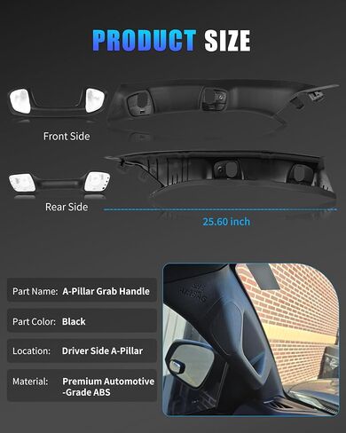 Driver Side A-Pillar Grab Handle for 2016-2023 Tacoma 3rd Gen, Tacoma A-Pillar Grab Handle Matches Passenger Side, Sturdy & No Creaking Noise, OEM-Style Texture, Easy Installation, Black in Saudi Arabia