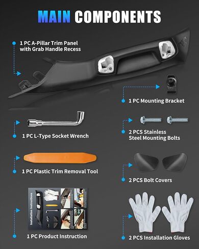 Driver Side A-Pillar Grab Handle for 2016-2023 Tacoma 3rd Gen, Tacoma A-Pillar Grab Handle Matches Passenger Side, Sturdy & No Creaking Noise, OEM-Style Texture, Easy Installation, Black in Saudi Arabia