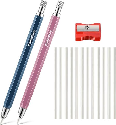Avenuebool Sewing Chalk Markers for Fabric, Aluminum Chalk Pencil Refillable Cartridge Set, Marking Tool for Sewing with Sharpener and 12 Pcs 4mm Refills(Colorful) in Saudi Arabia