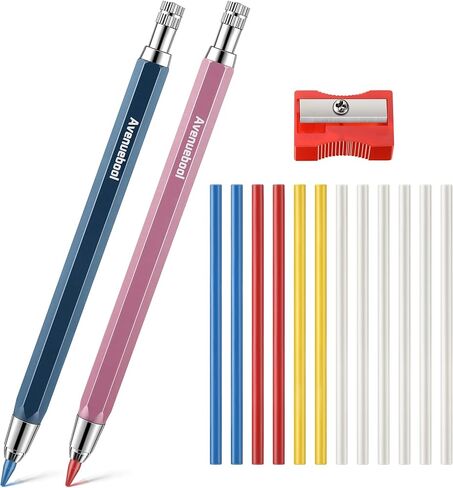 Avenuebool Sewing Chalk Markers for Fabric, Aluminum Chalk Pencil Refillable Cartridge Set, Marking Tool for Sewing with Sharpener and 12 Pcs 4mm Refills(Colorful) in Saudi Arabia