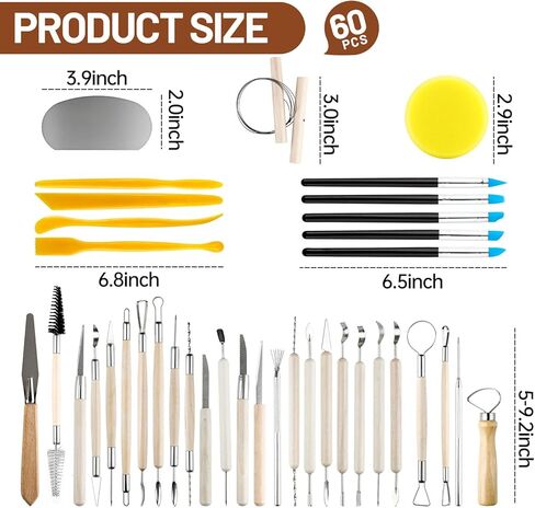 60 PCS Clay Tools Kit Pottery Sculpting Tools Set for Sculpting Modeling Trimming Molding Shaping, Polymer Clay Tools Kit for Adults Students Beginners Pros in Saudi Arabia