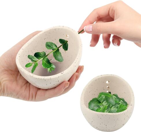 Pottery Herb Stripper Bowl with Multi-Size Holes, Herb Peeling Bowl, for Separating Leaves and Stems, Efficient Leaf Remover for Cooking, Salads & Garnish(Color:Blue) in Saudi Arabia