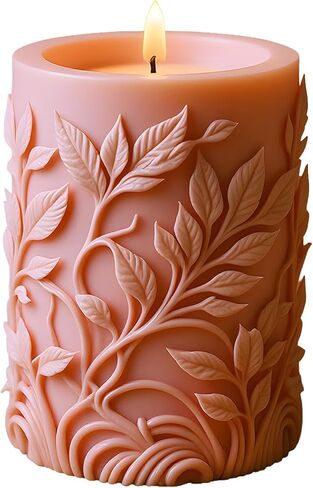 3D Floral Pillar Candle Mold Leaf Design Cylinder Silicone Candle Molds for Candles Making Resin Casting Aromatherapy Candles Handmade Wax Home Decor in Kuwait