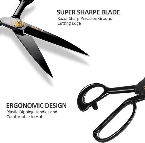 Fabric Scissors - 12 Inch (30.5cm) High Carbon Steel Sharp Scissors for Cutting Cloth, Clothing, Leather, Raw Materials (Right Hand, Black) in Saudi Arabia