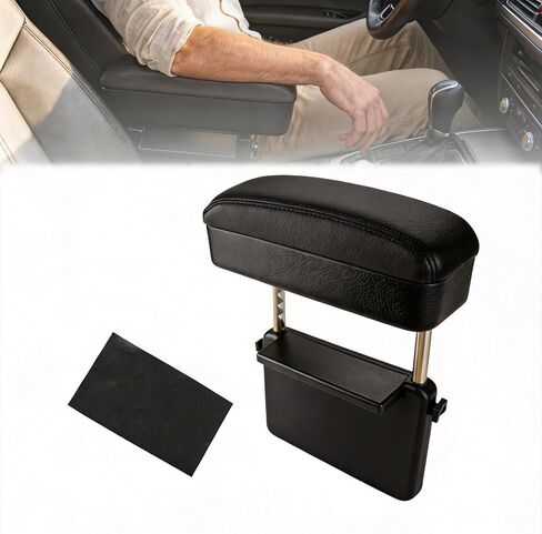 Flecto Car Armrest Storage Box, Adjustable Height Car Seat Gap Filler Organizer and Elbow Rest Support, Compatible with Most Car Models, Console Extension for Driver Fatigue Relief, Black in Saudi Arabia