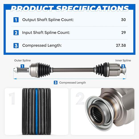 TadaMark Front Right CV Axle Shaft Assembly Fit for Honda Pilot 3.5L 2009-2011 V6, Fit for Acura MDX 3.7L 2007-2009 V6, Passenger Side, for 66-4262 in Kuwait