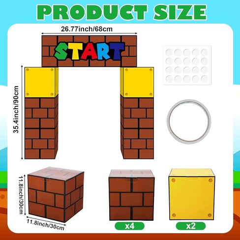 Super Theme Party Decorations Cardboard Playhouse Large Paper Boxes Super Playhouse Adventure Games Kit Big Party Boxes Castle with Arch Brother Adventure Decor for Baby Shower Gamer Birthday Favors in Kuwait