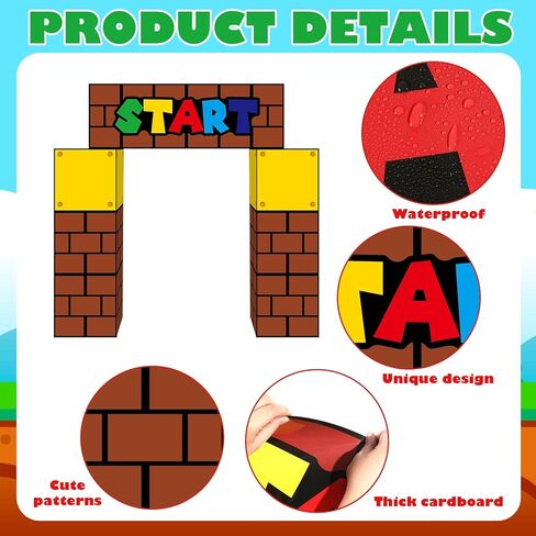 Super Theme Party Decorations Cardboard Playhouse Large Paper Boxes Super Playhouse Adventure Games Kit Big Party Boxes Castle with Arch Brother Adventure Decor for Baby Shower Gamer Birthday Favors in Kuwait