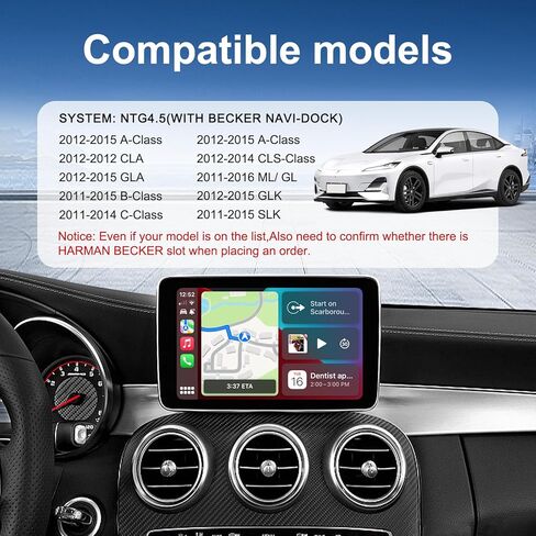 LEXXSON Wireless Carplay Android Auto Adapter for Mercedes Benz A/B/C/E/CLA/GLK/ML/SLD 2012-2015 with NTG 4.5 System, Carplay Retrofit Kit Decoder for Mercedes Benz with 2.4G, 5.8G WIFI, BT and GPS in Saudi Arabia