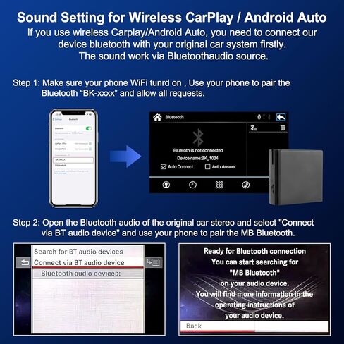LEXXSON Wireless Carplay Android Auto Adapter for Mercedes Benz A/B/C/E/CLA/GLK/ML/SLD 2012-2015 with NTG 4.5 System, Carplay Retrofit Kit Decoder for Mercedes Benz with 2.4G, 5.8G WIFI, BT and GPS in Saudi Arabia
