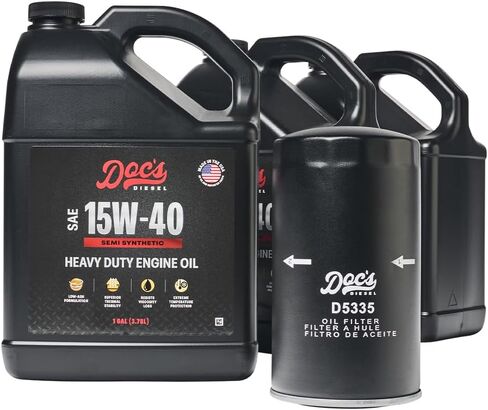 Doc's Diesel 5.9L and 6.7L Cummins Oil Change Kit for RAM 2500, 3500, 4500, 5500 1989-2024, 15W-40 Full Synthetic Engine Oil | 3-Gallon in Saudi Arabia