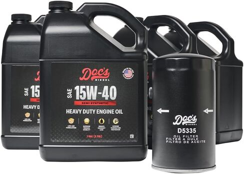 Doc's Diesel 5.9L and 6.7L Cummins Oil Change Kit for RAM 2500, 3500, 4500, 5500 1989-2024, 15W-40 Full Synthetic Engine Oil | 3-Gallon in Saudi Arabia