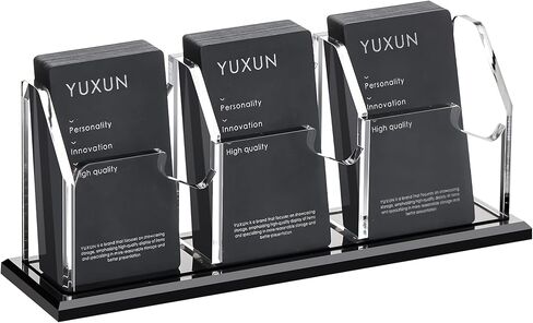 YUXUN Black Business Card Holder for Desk-1 Tier 1 Slot, Vertical Acrylic Business Cards Holder for Women Men, 50+ Business Cards, Multiple Business Card Display Stand for Exhibition, Home, Office in Saudi Arabia
