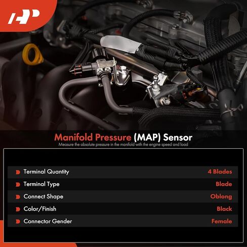 A-Premium Manifold Pressure (MAP) Sensor [4 Pins] Compatible with Volvo S60 2003-2005 2.4L, V70 2003-2007 2.4L, Replace# 261230092 in Kuwait