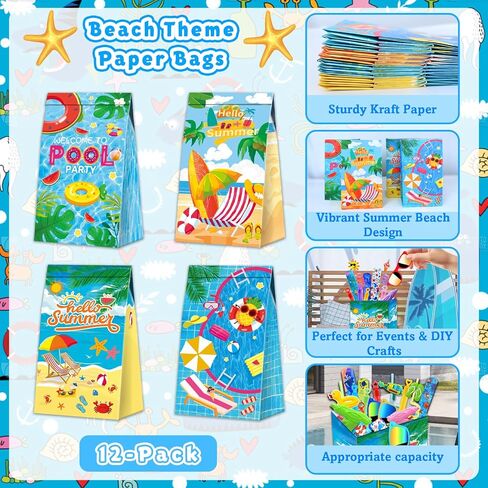 Pool Party Favors Summer Party Favors for Kids, Beach Toys for Kids 3-8 8-12 Include Beach Balls, Sunglasses, Summer Straws, Bubble Wands Pool Party Supplies in Saudi Arabia