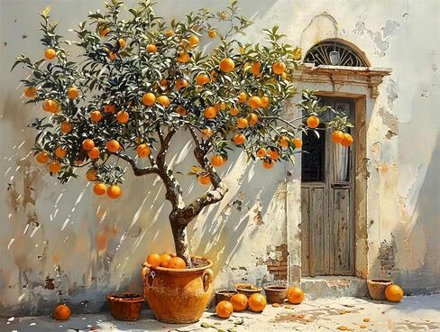 CSZPPQAF Orange Tree Paint by Number Kit for Adults, Fruit Paint by Number Kits on Canvas, DIY Color Vintage Oil Painting for Farmhouse Kitchen Living Room Bedroom Decor 12X16inch in Saudi Arabia
