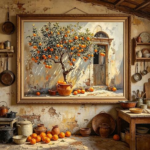 CSZPPQAF Orange Tree Paint by Number Kit for Adults, Fruit Paint by Number Kits on Canvas, DIY Color Vintage Oil Painting for Farmhouse Kitchen Living Room Bedroom Decor 12X16inch in Saudi Arabia