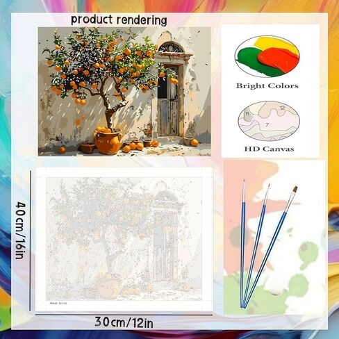 CSZPPQAF Orange Tree Paint by Number Kit for Adults, Fruit Paint by Number Kits on Canvas, DIY Color Vintage Oil Painting for Farmhouse Kitchen Living Room Bedroom Decor 12X16inch in Saudi Arabia