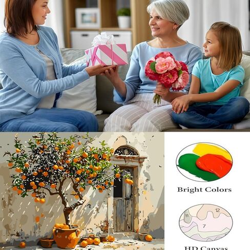 CSZPPQAF Orange Tree Paint by Number Kit for Adults, Fruit Paint by Number Kits on Canvas, DIY Color Vintage Oil Painting for Farmhouse Kitchen Living Room Bedroom Decor 12X16inch in Saudi Arabia