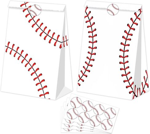 BQN 24 PCS Baseball Goodie Bags Baseball Gift Bags for Baseball Party Decorations Baseball Treat Bags Candy Goody Bags Baseball Party Snack for Kids Boys Girls in Saudi Arabia