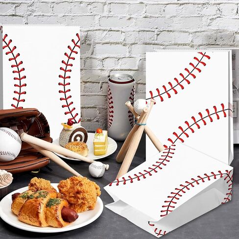 BQN 24 PCS Baseball Goodie Bags Baseball Gift Bags for Baseball Party Decorations Baseball Treat Bags Candy Goody Bags Baseball Party Snack for Kids Boys Girls in Saudi Arabia
