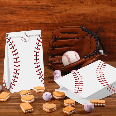 BQN 24 PCS Baseball Goodie Bags Baseball Gift Bags for Baseball Party Decorations Baseball Treat Bags Candy Goody Bags Baseball Party Snack for Kids Boys Girls in Saudi Arabia