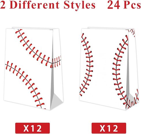 BQN 24 PCS Baseball Goodie Bags Baseball Gift Bags for Baseball Party Decorations Baseball Treat Bags Candy Goody Bags Baseball Party Snack for Kids Boys Girls in Saudi Arabia
