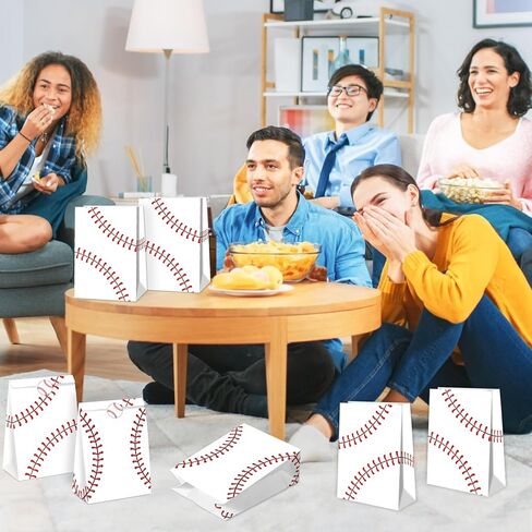 BQN 24 PCS Baseball Goodie Bags Baseball Gift Bags for Baseball Party Decorations Baseball Treat Bags Candy Goody Bags Baseball Party Snack for Kids Boys Girls in Saudi Arabia