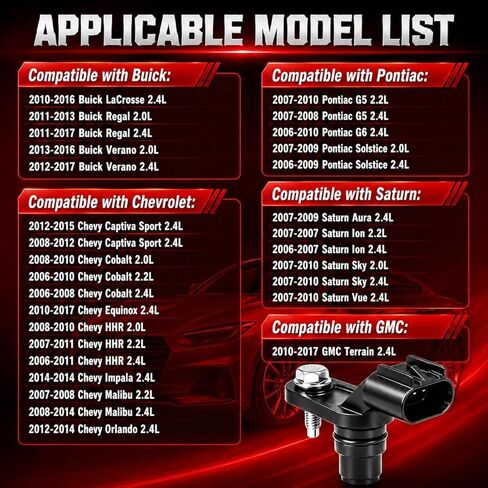 Vetmor® 2-Pack Camshaft Position Sensor Compatible with Chevy Equinox Malibu HHR Cobalt GMC Terrain Buick Regal Lacrosse Verano Pontiac G5 G6 Solstice Saturn Ion Sky Vue OE: 12577245, 2131690, 917-720 in Saudi Arabia