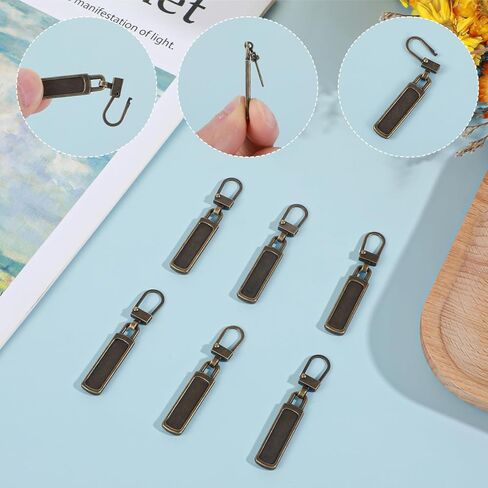 6Pcs Zipper Pull, Zipper Pulls Replacement for Jacket Purse Backpack Boots Suitcase Luggage, Universal Slider Handle Mend Kit (Bronze) in Kuwait