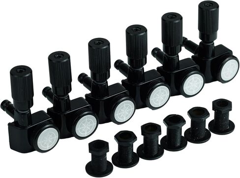 Guyker Pro 6 Inline Guitar Locking Tuners - 1:18 Lock String Tuning Key Pegs Machine Heads Set Replacement for Folk Classical Acoustic Electric Guitar - GK411SP, Black in Saudi Arabia