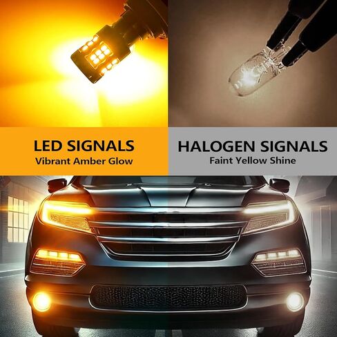 مصابيح إشارة الانعطاف LED 3157 متوافقة مع Honda Pilot 2009-2015 (أمامي)، لمبة 3357 3457، أصفر كهرماني، التوصيل والتشغيل، حزمة من 2 in Kuwait