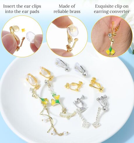 8 Pcs Earring Converters Pierced to Clip, Gold Silver Clip On Earring Converter Kit Earrings Backs Clips Non Pierced Earrings Converter with 4 Silicone Pad Ideal for DIY Jewelry Making in Kuwait