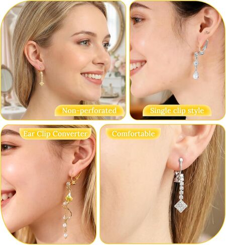 8 Pcs Earring Converters Pierced to Clip, Gold Silver Clip On Earring Converter Kit Earrings Backs Clips Non Pierced Earrings Converter with 4 Silicone Pad Ideal for DIY Jewelry Making in Kuwait