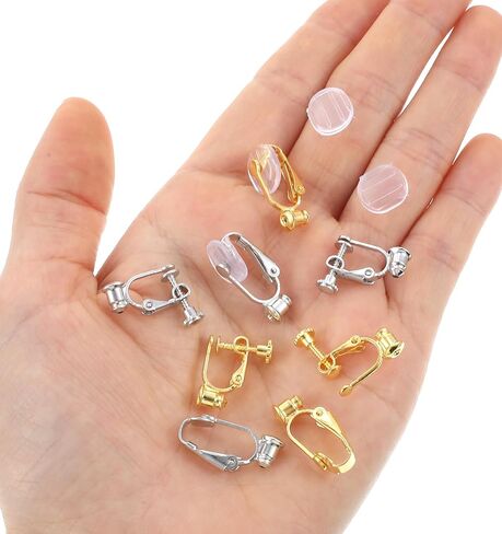 8 Pcs Earring Converters Pierced to Clip, Gold Silver Clip On Earring Converter Kit Earrings Backs Clips Non Pierced Earrings Converter with 4 Silicone Pad Ideal for DIY Jewelry Making in Kuwait