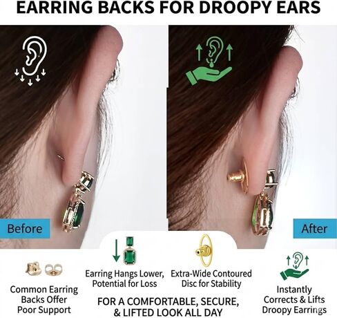 Earring Backs for Droopy Ears, DCRSLB 4PC Earring Lifter Backs for Heavy Earring Locking Earring Support Backs for Studs Large Secure Backings Replacements Lobe Lifter,Mixed Color in Saudi Arabia