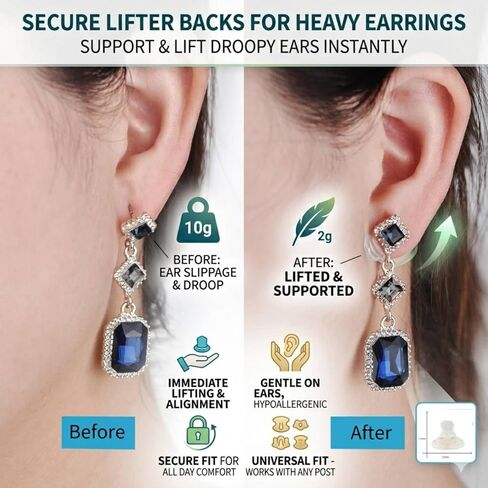 Earring Backs for Droopy Ears, DCRSLB 4PC Earring Lifter Backs for Heavy Earring Locking Earring Support Backs for Studs Large Secure Backings Replacements Lobe Lifter,Mixed Color in Saudi Arabia