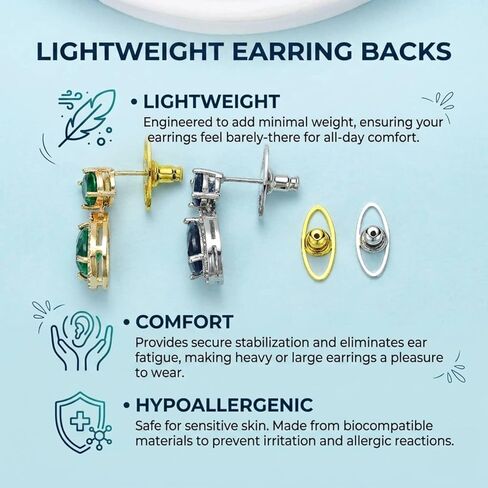 Earring Backs for Droopy Ears, DCRSLB 4PC Earring Lifter Backs for Heavy Earring Locking Earring Support Backs for Studs Large Secure Backings Replacements Lobe Lifter,Mixed Color in Saudi Arabia