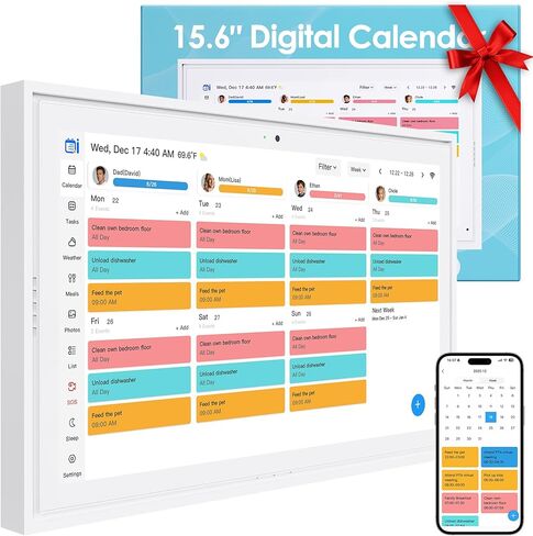 15.6" Electronic Wall Calendar & Digital Family Planner, 2K Smart Touchscreen Display with Video Call, Chore Chart & Shared Family Schedule, 4+64GB, Wall or Desk Mount, Interactive Calendar Organizer in Saudi Arabia