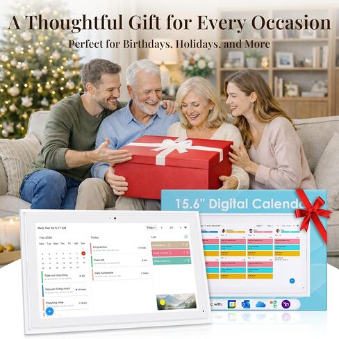 15.6" Electronic Wall Calendar & Digital Family Planner, 2K Smart Touchscreen Display with Video Call, Chore Chart & Shared Family Schedule, 4+64GB, Wall or Desk Mount, Interactive Calendar Organizer in Kuwait